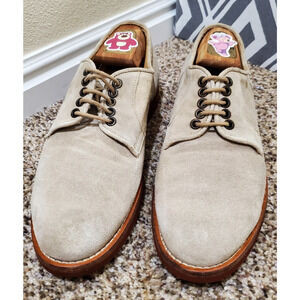 Barneys New York Men’s 7.5 M Beige Suede Derby Shoes Made in Italy Lace Up